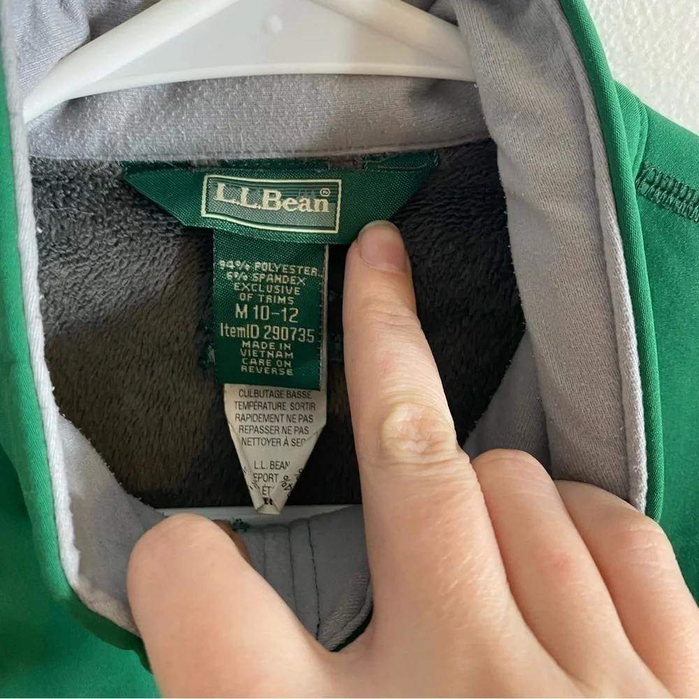 L.L. Bean Green Fleece Lined Jacket Medium Kids Youth Full Zip
